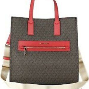 Michael Kors Kenly Large Coated Canvas NS Tote Shoulder Handbag Crossbody Bag